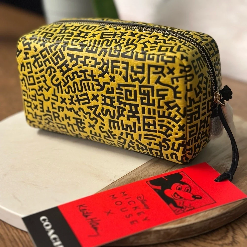 NWT! NEW! Coach Mickey Mouse x Keith Harring Pouch Limited Edition Cosmetic Bag